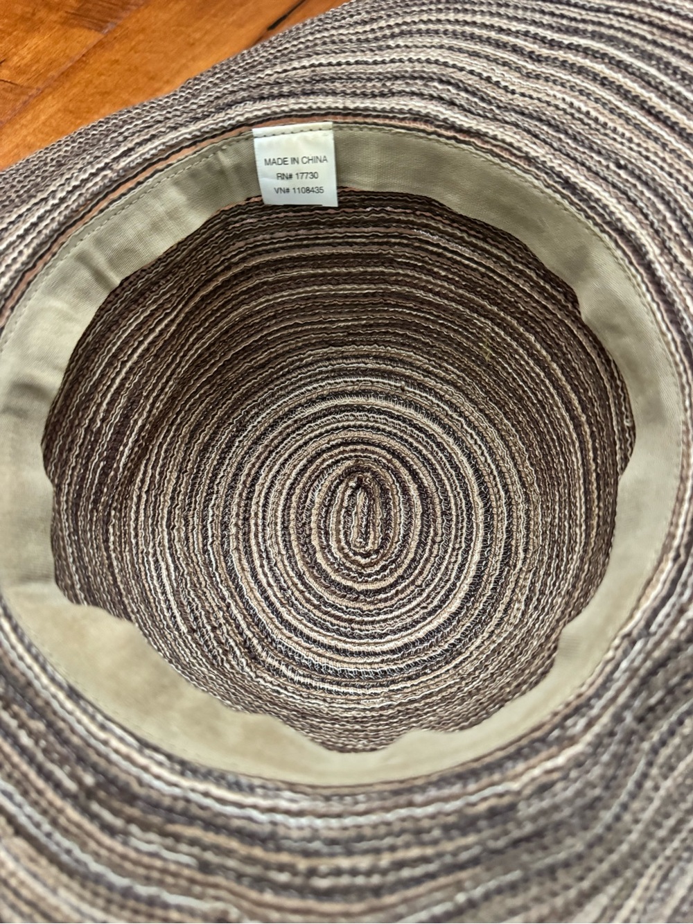 Ina Striped Wide-Brim Sun Hat in Gray and Tan - Picture 3 of 4